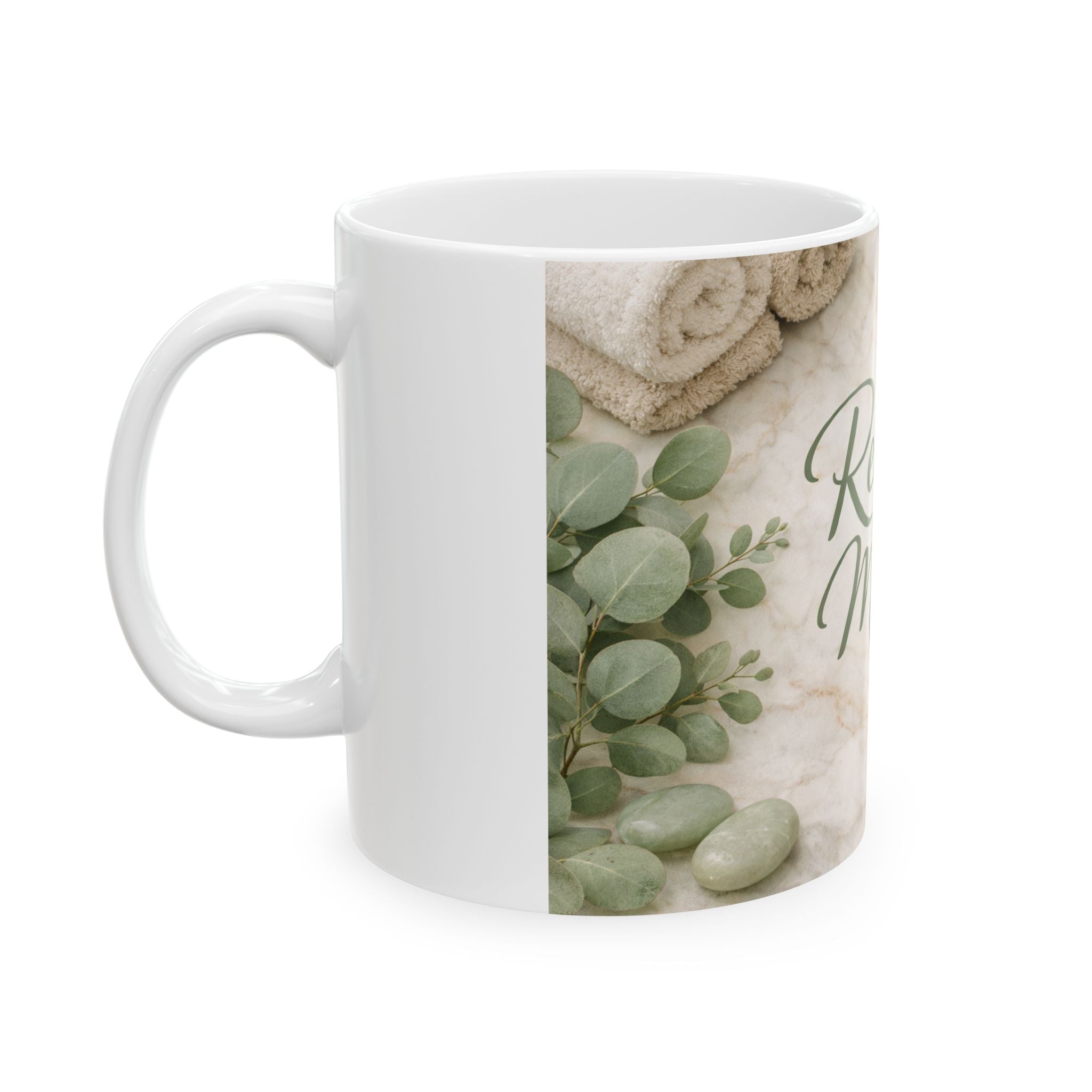 Relax Mama Ceramic Mug — Floral Marble Coffee Cup (11oz, 15oz)