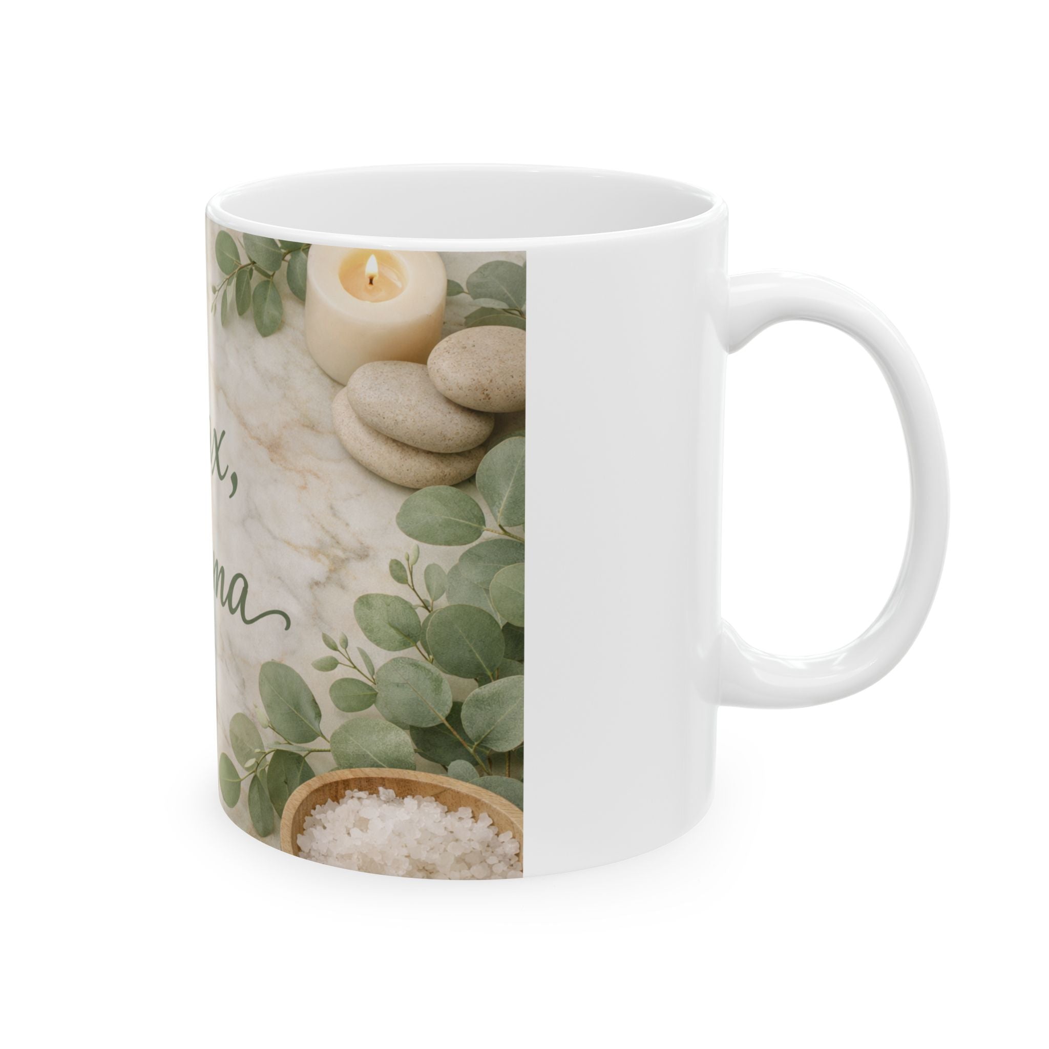 Relax Mama Ceramic Mug — Floral Marble Coffee Cup (11oz, 15oz)