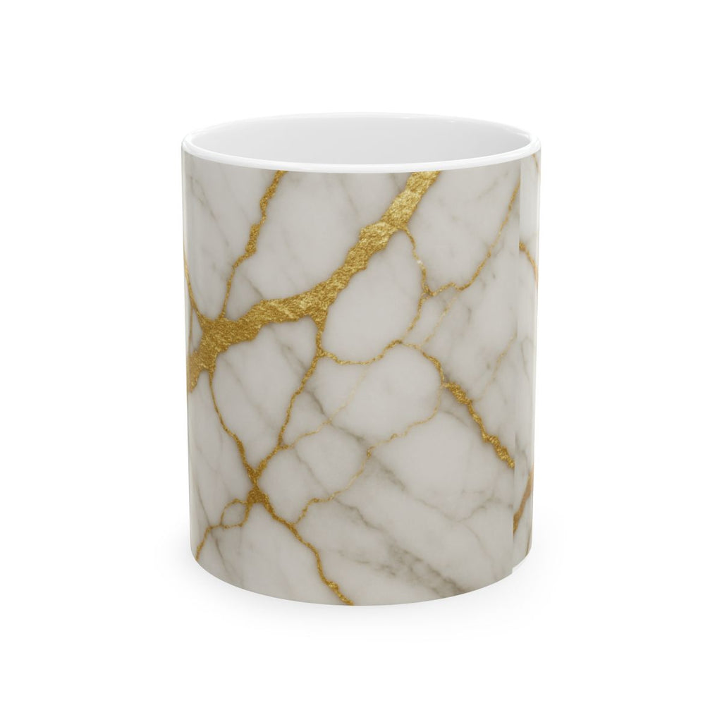 Gold Veined Marble Ceramic Mug — Elegant 11oz & 15oz Coffee Cup
