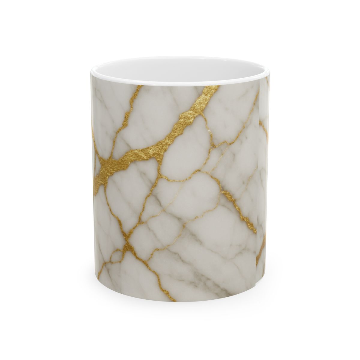 Gold Veined Marble Ceramic Mug — Elegant 11oz & 15oz Coffee Cup