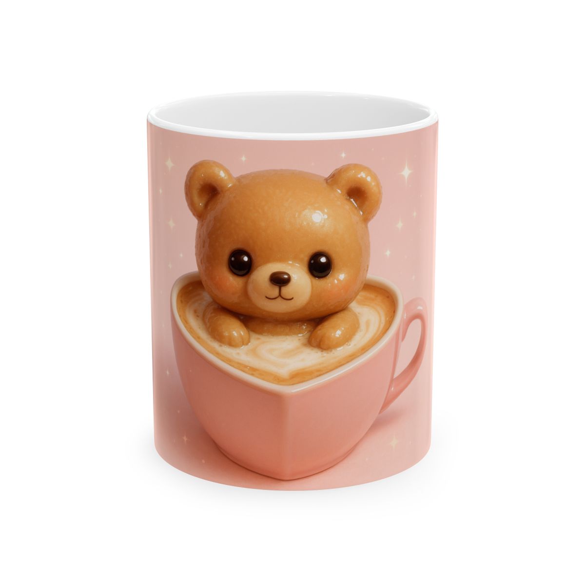 Cute Bear Latte Ceramic Mug — Kawaii Heart Cup (11oz & 15oz)