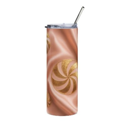 20oz Tumbler — Rose Gold Swirl Candy Stainless Steel Travel Cup
