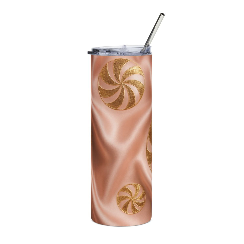 20oz Tumbler — Rose Gold Swirl Candy Stainless Steel Travel Cup