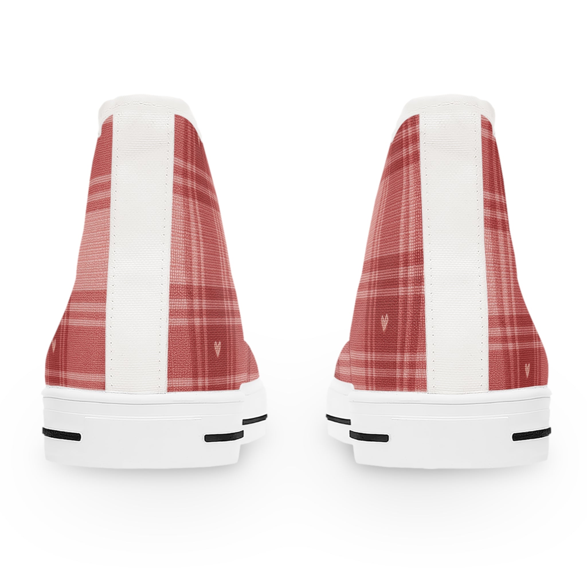 Women's Red Plaid High Top Sneakers – Cute Heart Accent Canvas Shoes
