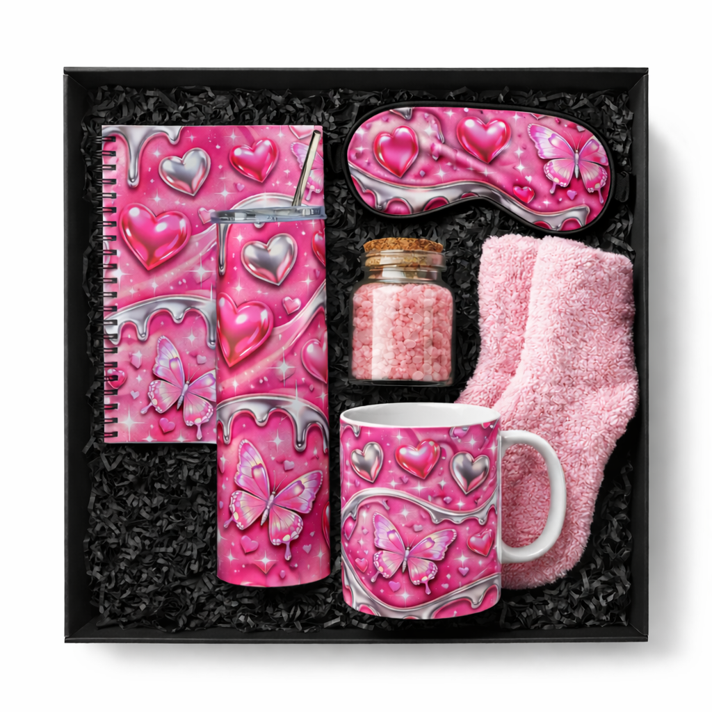 Luxury Pink Spa Gift Box for Mom | Mother’s Day Self Care Bundle | Cozy Relaxation Set | Mug, Tumbler, Socks, Sleep Mask Gift