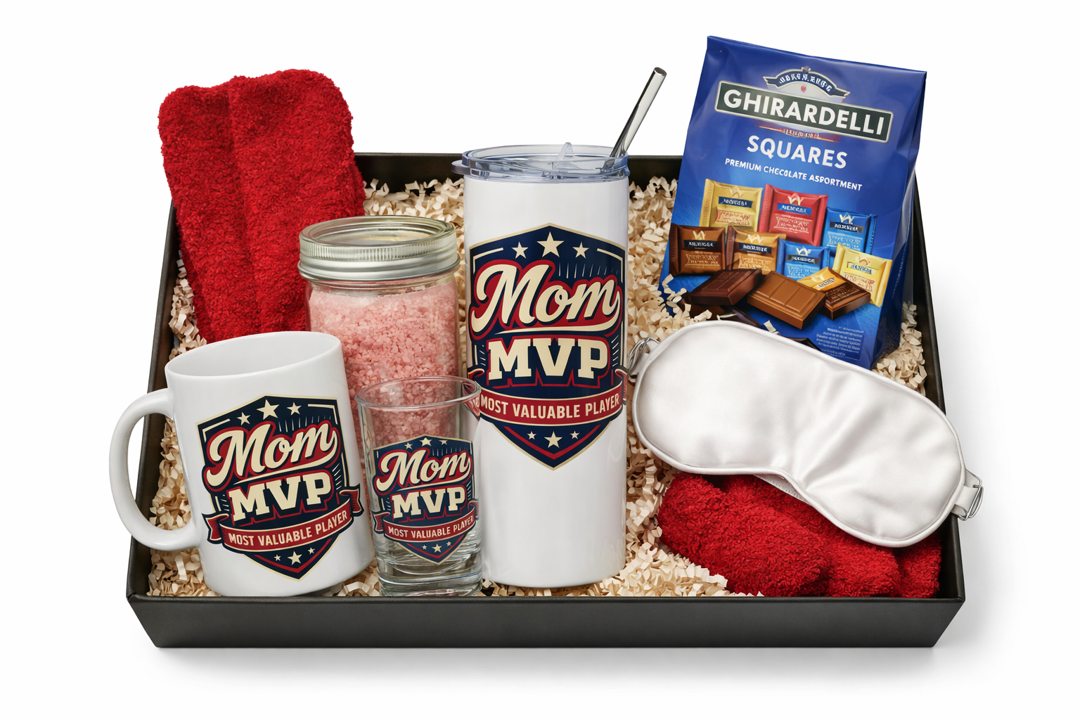 Mom MVP Gift Basket | Mug Tumbler Socks Spa Set