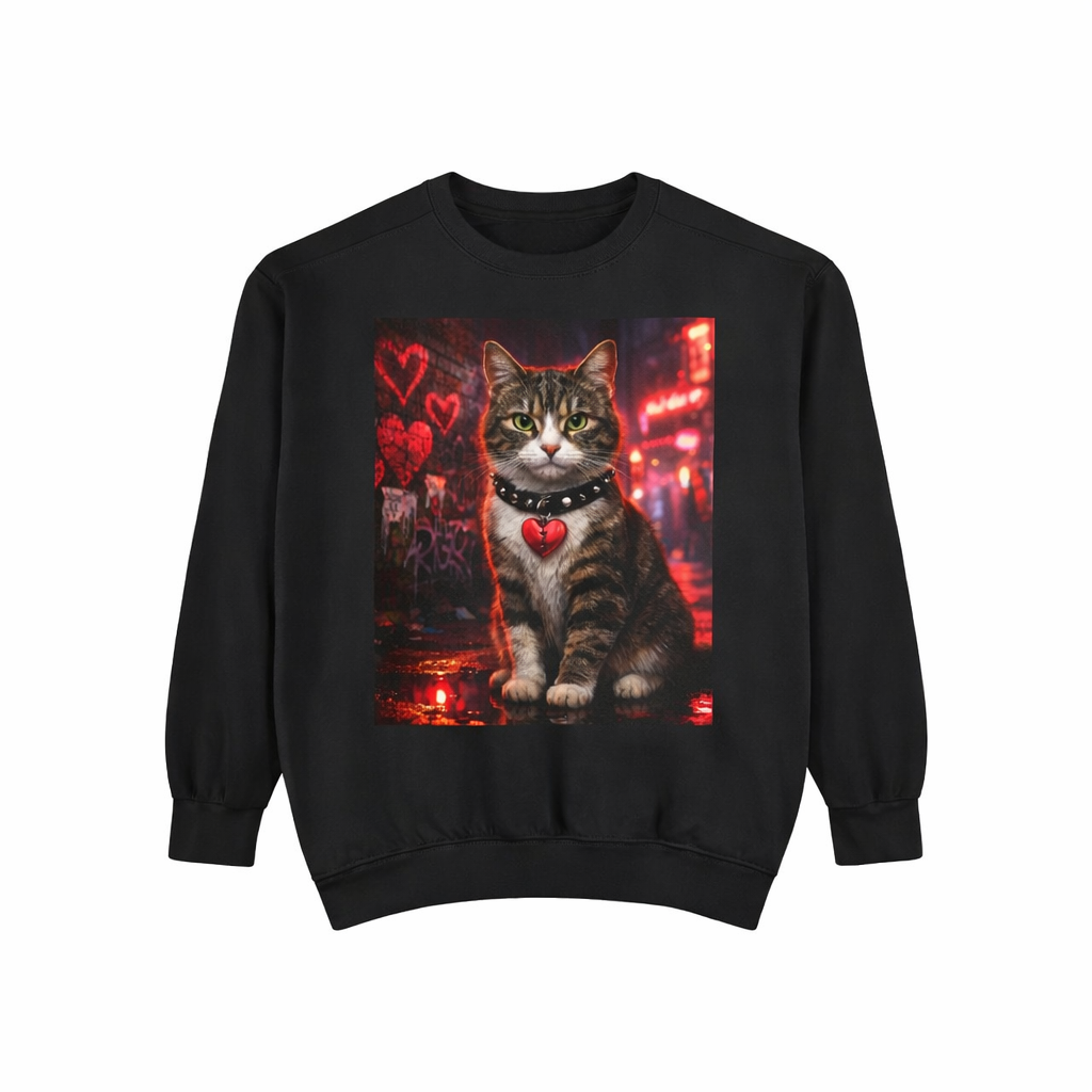 Valentine Cat Heart Sweatshirt