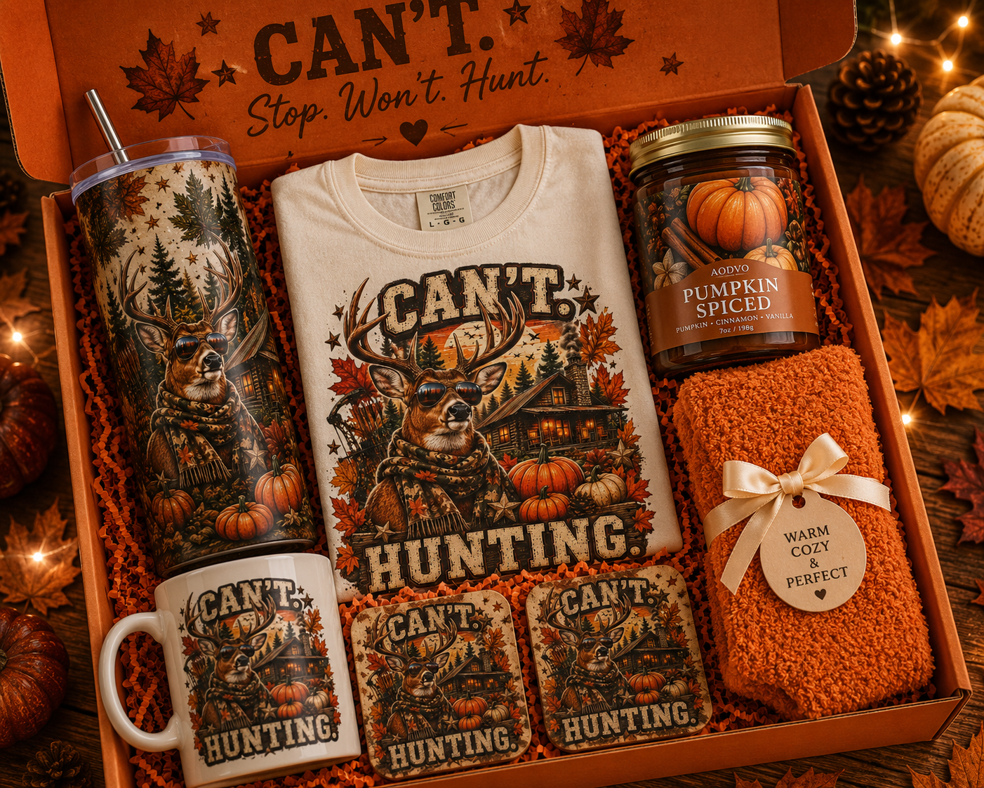 🦌 Can't Hunting Cozy Fall Gift Box | Hunter's Premium Autumn Bundle | Hunting Lover Gift Set