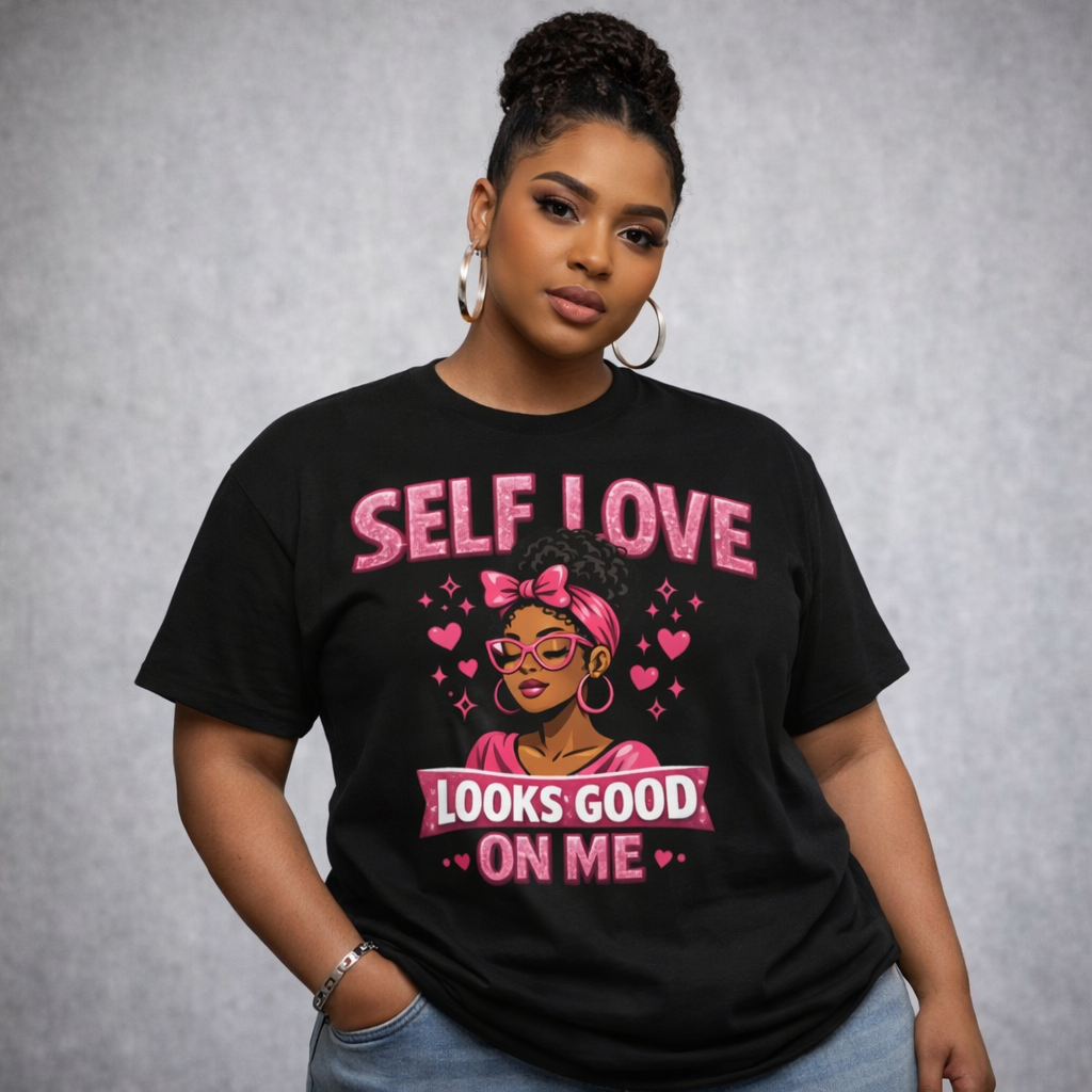 Self Love Looks Good On Me Shirt | Self Care Shirt | Black Girl Confidence Shirt | Empowerment Graphic Tee