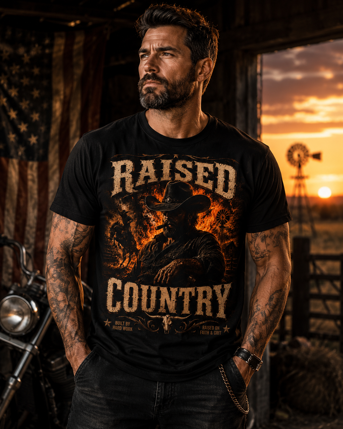 Raised Country Cowboy Dad Shirt