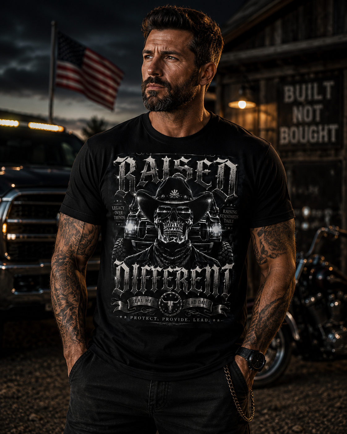 Raised Different Skull Dad Shirt