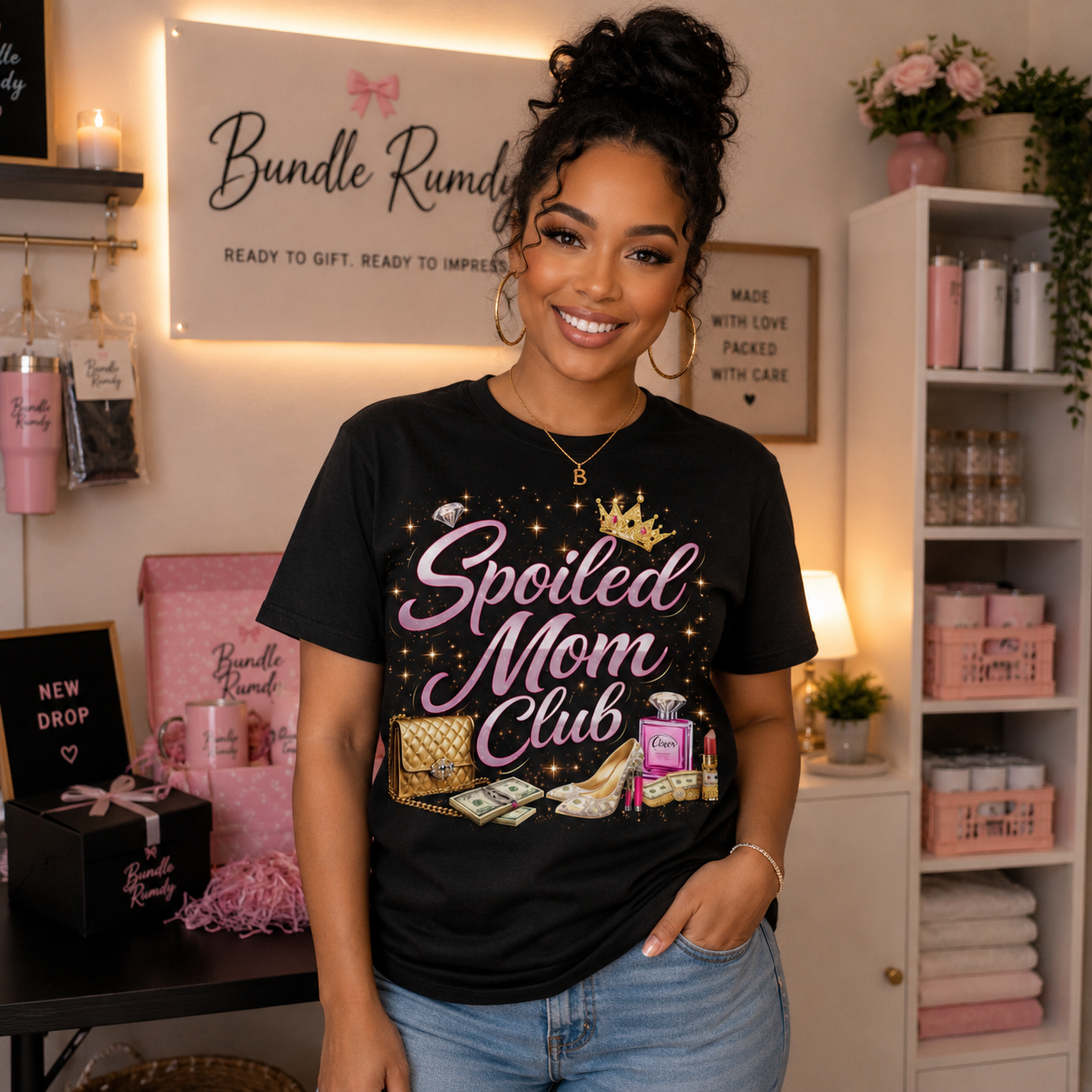 Spoiled Mom Club Graphic Tee | Trendy Boujee Mom Shirt | Cute Luxury Inspired Mother’s Day T-Shirt