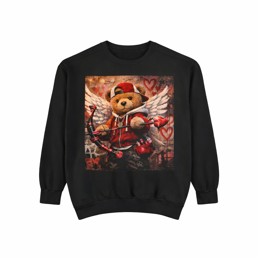 Cupid Teddy Bear Sweatshirt – Valentine’s Day Cute Winged Bear Graphic Crewneck