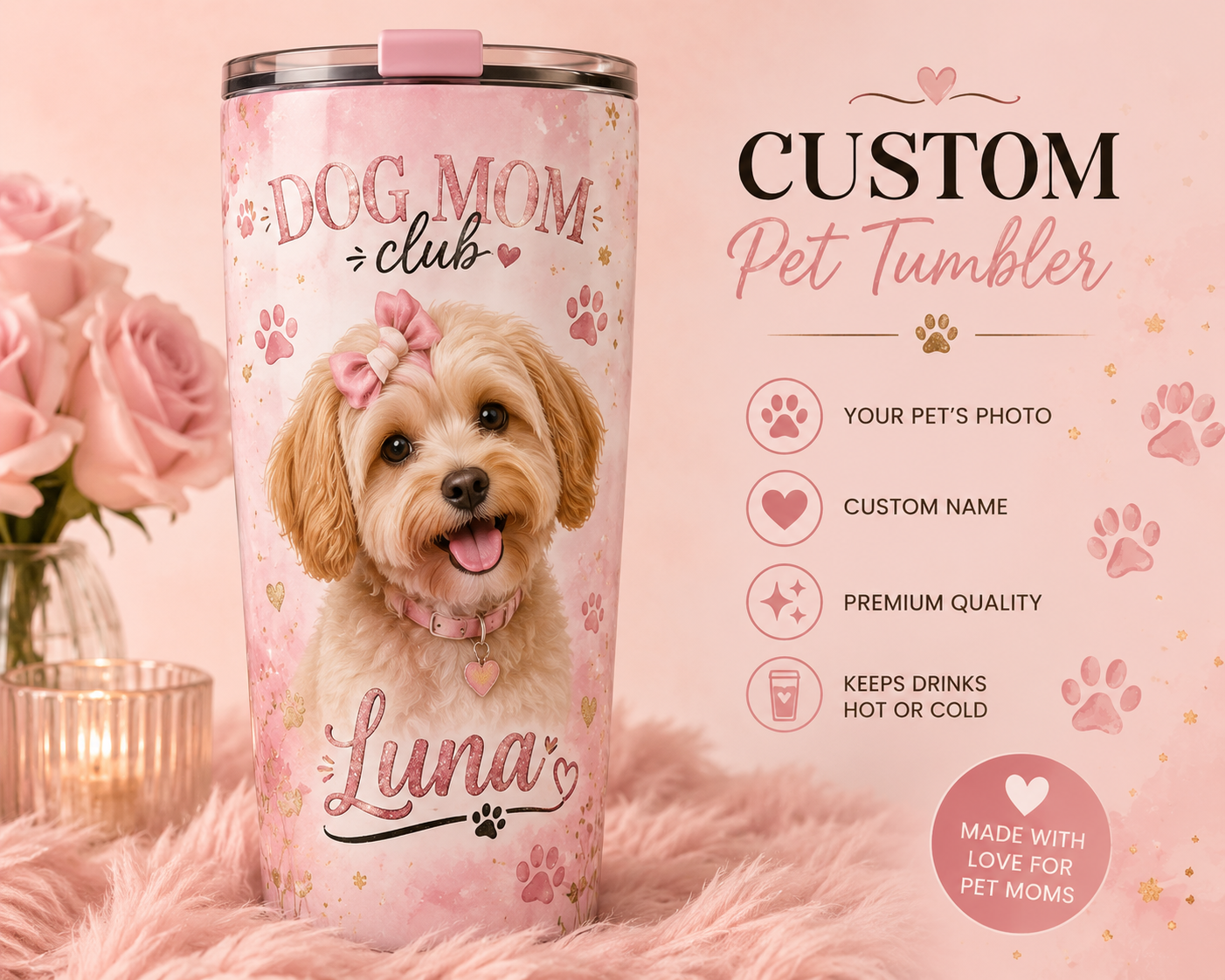 Custom Mother’s Day Spa Gift Basket | Personalized Mom Gift Box with Mug & Tumbler | Pink Self Care Basket for Mom