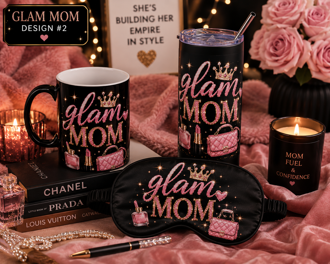 Custom Mother’s Day Spa Gift Basket | Personalized Mom Gift Box with Mug & Tumbler | Pink Self Care Basket for Mom