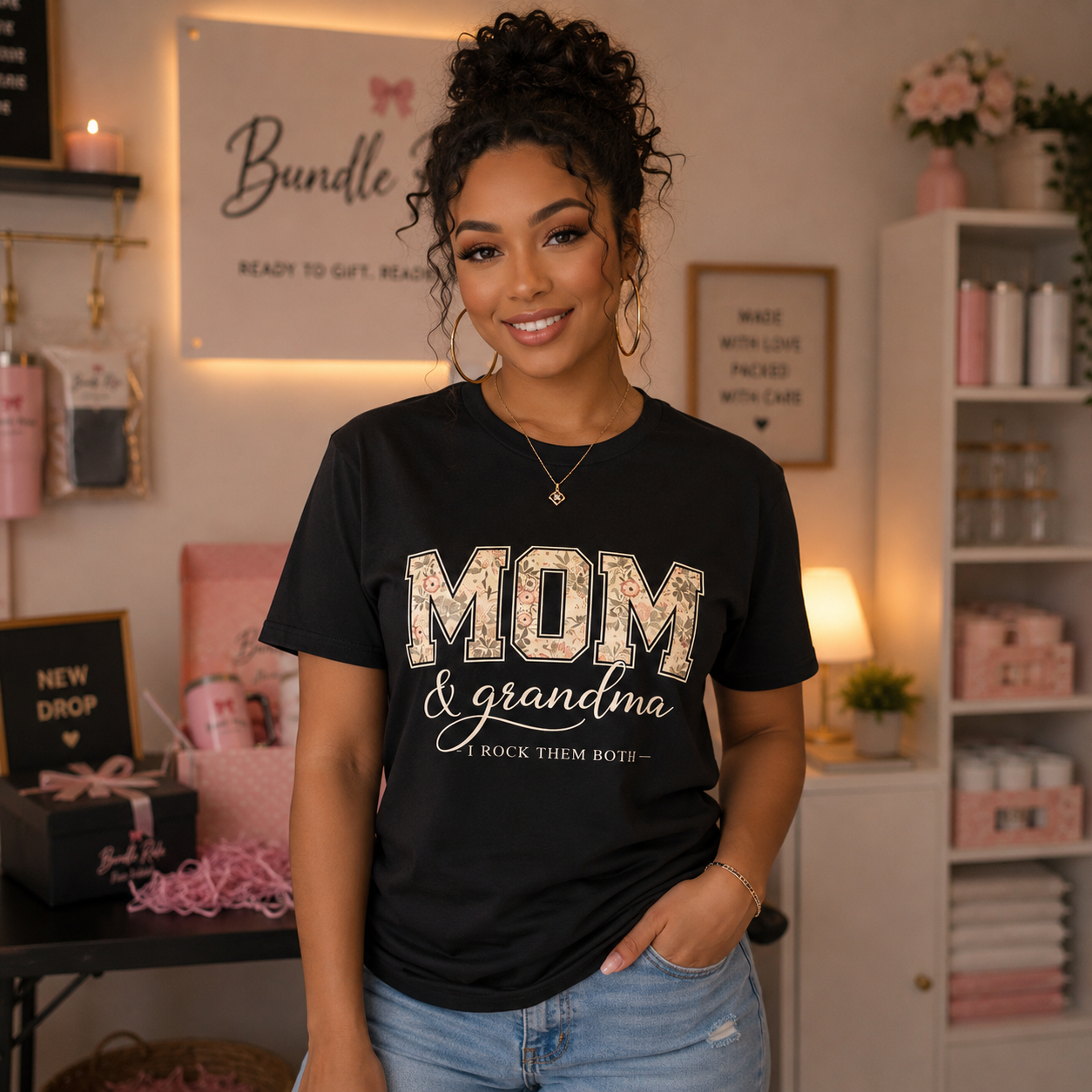 Mom & Grandma I Rock Them Both Floral Graphic Tee | Cute Mother’s Day Shirt for Moms & Grandmas