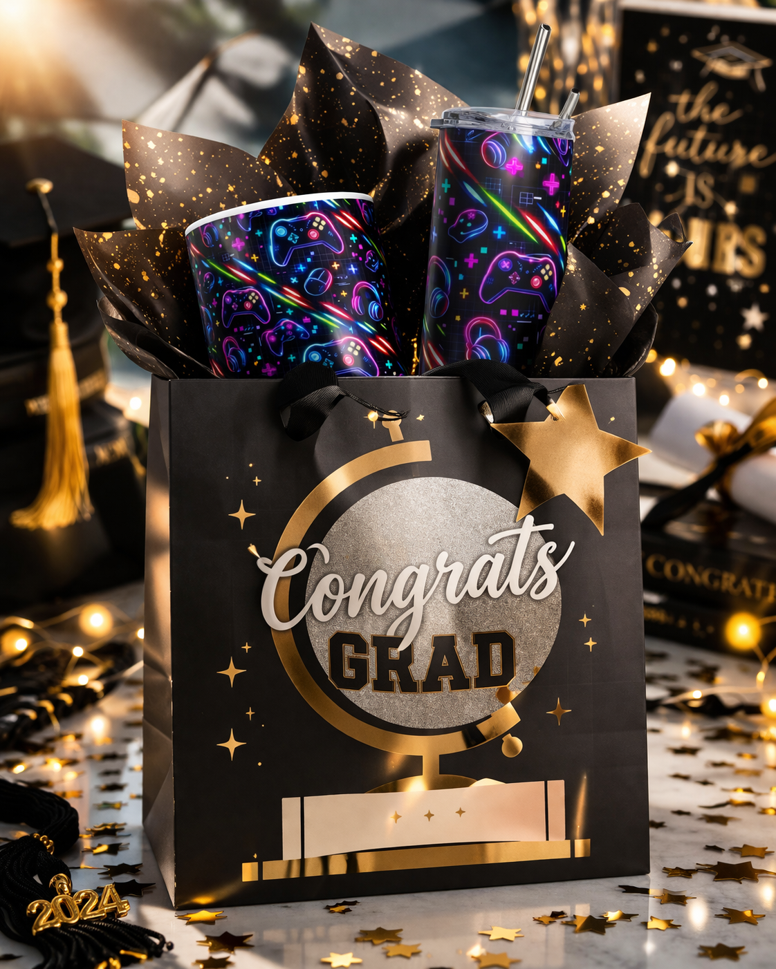 Graduation Gift Box 2026 🎓 Gamer Gift Set | Tumbler + Mug Bundle | Congrats Grad Gift | High School College Graduation Present