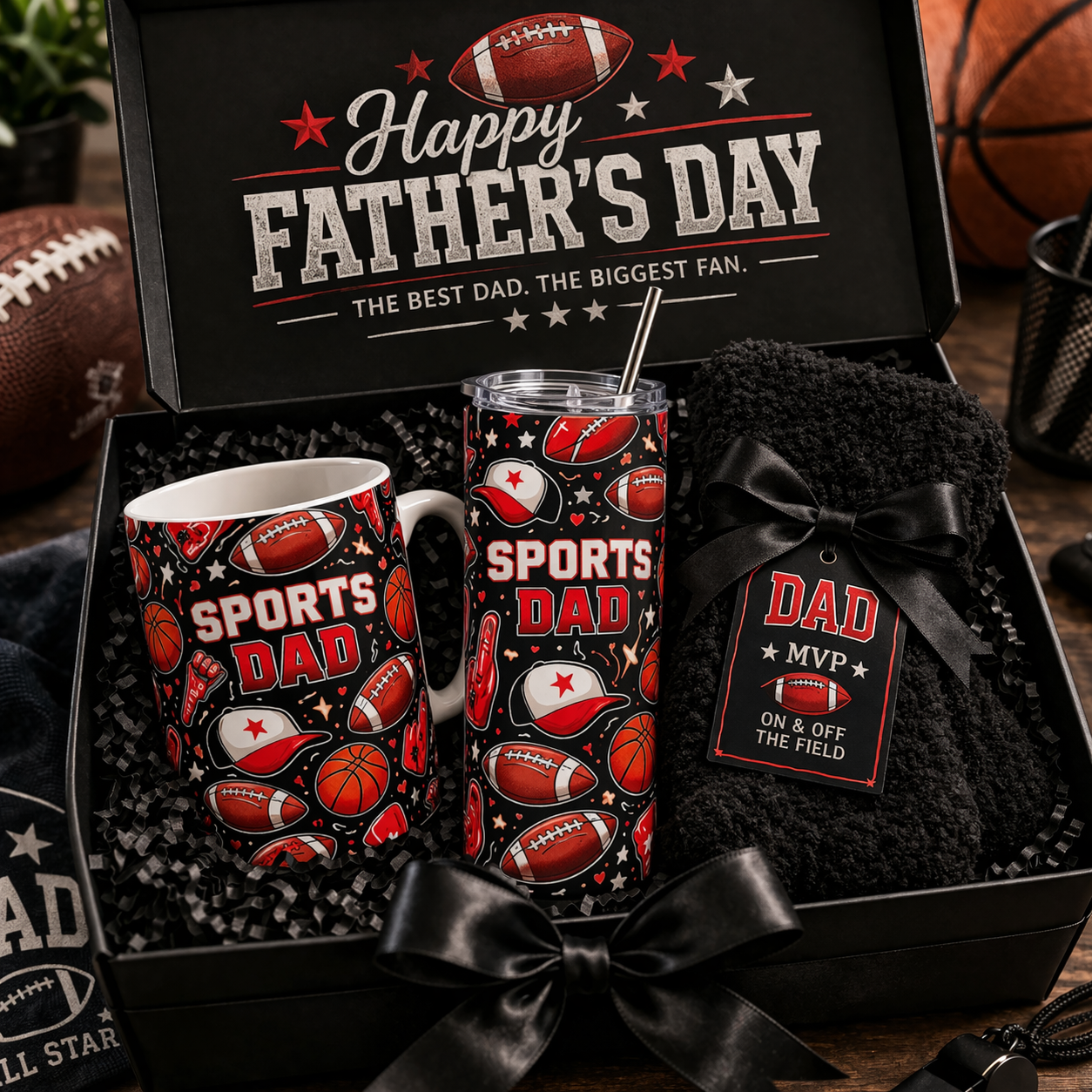 Sports Dad Gift Box 🏀 | Athletic Mug & Tumbler Set + Cozy Socks | Father’s Day Gift for Sports Lover Dad