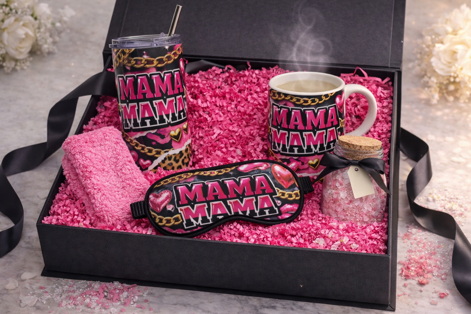 Mama Gift Box – Bold Pink Mother’s Day Gift Set, Trendy Self Care Bundle, Gift for Mom, Cute Spa Box for Her, Birthday Gift for Women