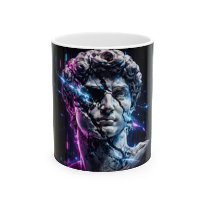 Sculpted David Nebula Ceramic Mug – Neo-Classical Vaporwave Coffee Cup (11oz/15oz)