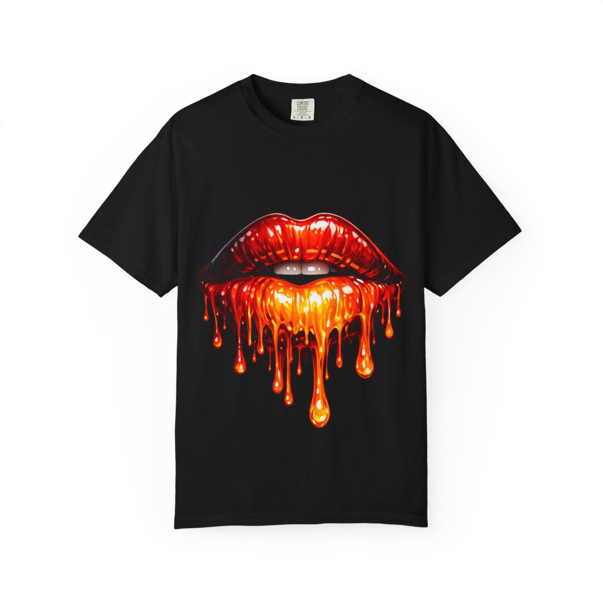 Dripping Fiery Lips T-Shirt — Graphic Hot Melt Lip Design