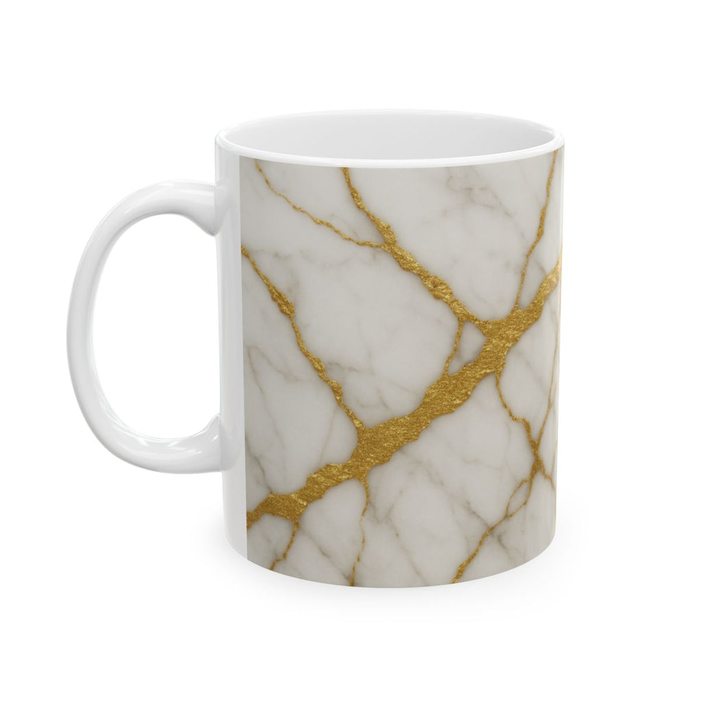 Gold Veined Marble Ceramic Mug — Elegant 11oz & 15oz Coffee Cup