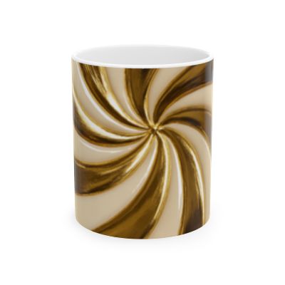Golden Swirl Ceramic Mug — Metallic Spiral Coffee Cup (11oz & 15oz)