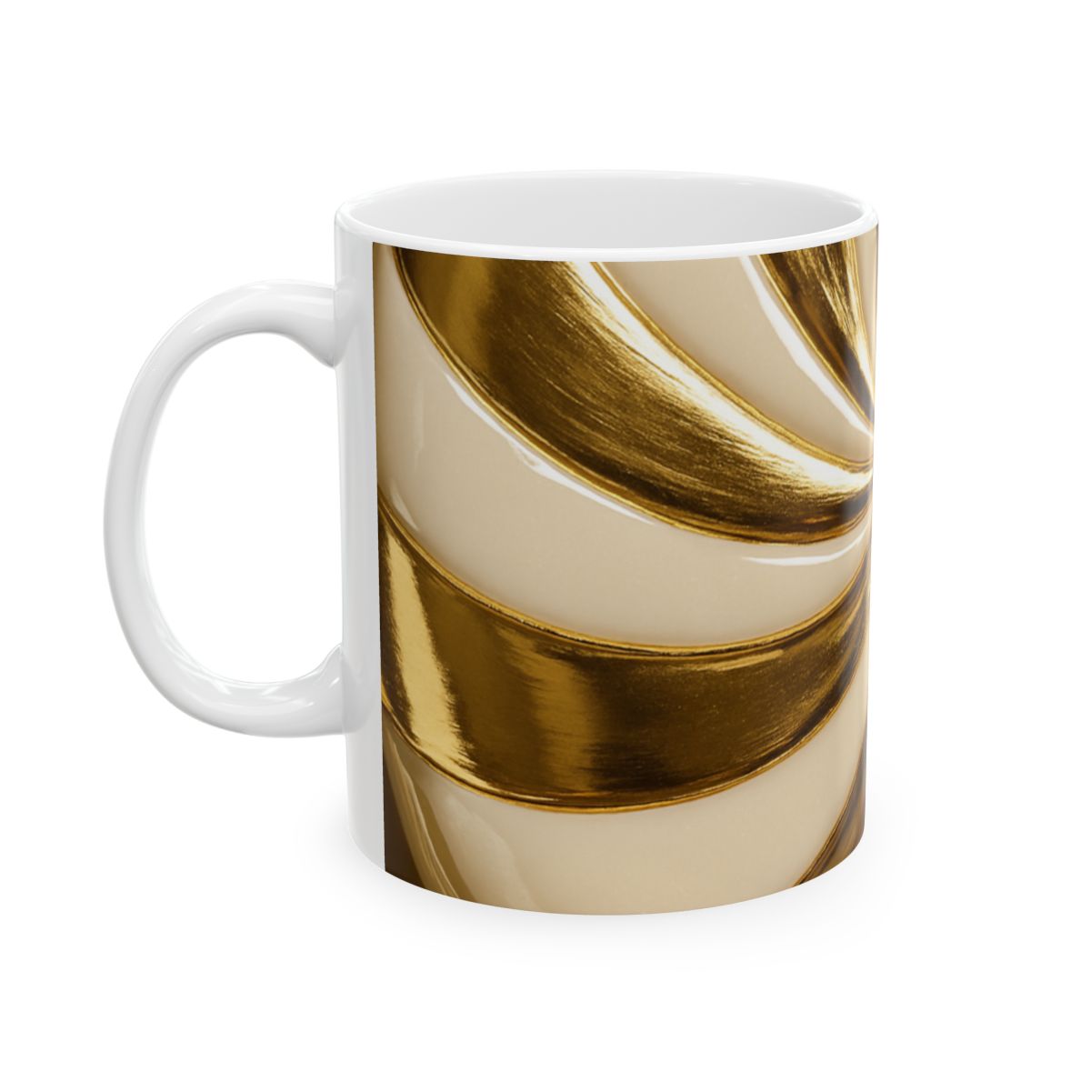 Golden Swirl Ceramic Mug — Metallic Spiral Coffee Cup (11oz & 15oz)