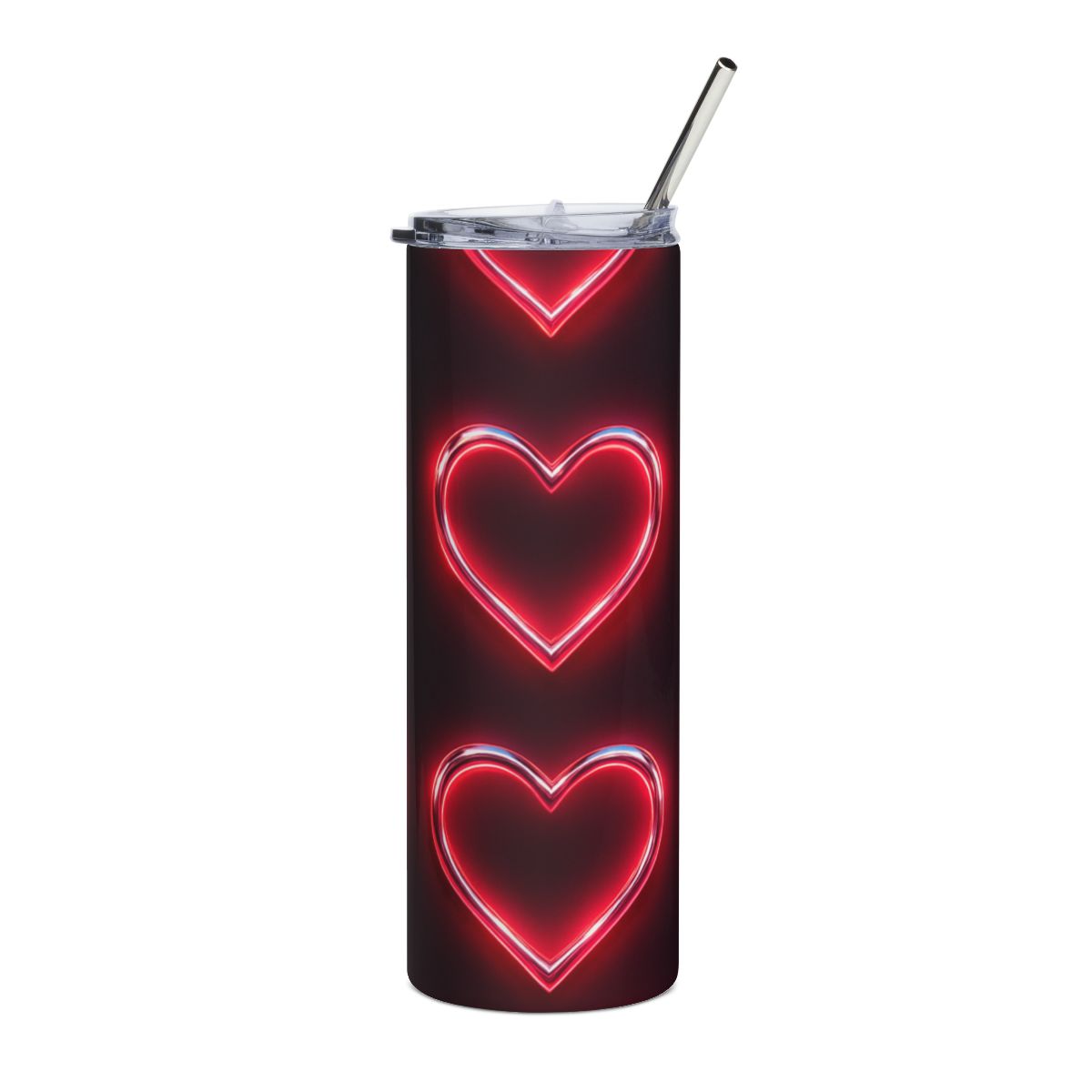 Neon Heart Tumbler — 20oz Stainless Steel Skinny Cup