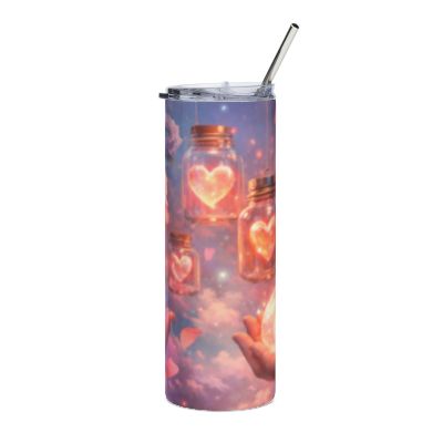20oz Heart Jar Stainless Steel Tumbler — Dreamy Floral Magic Design