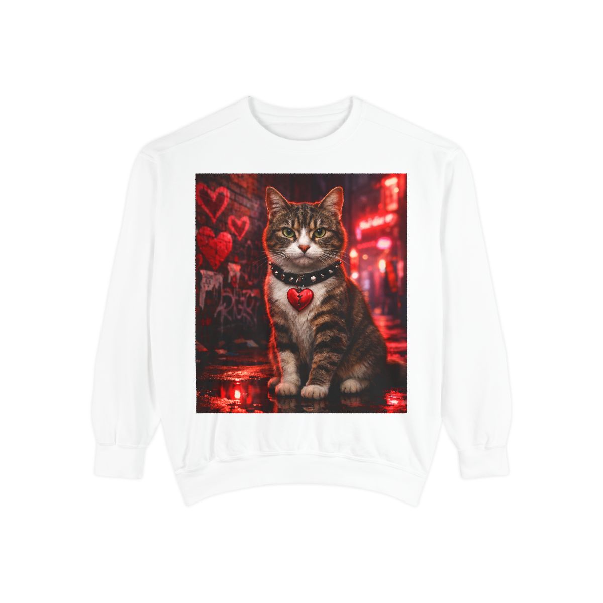 Valentine Cat Heart Sweatshirt