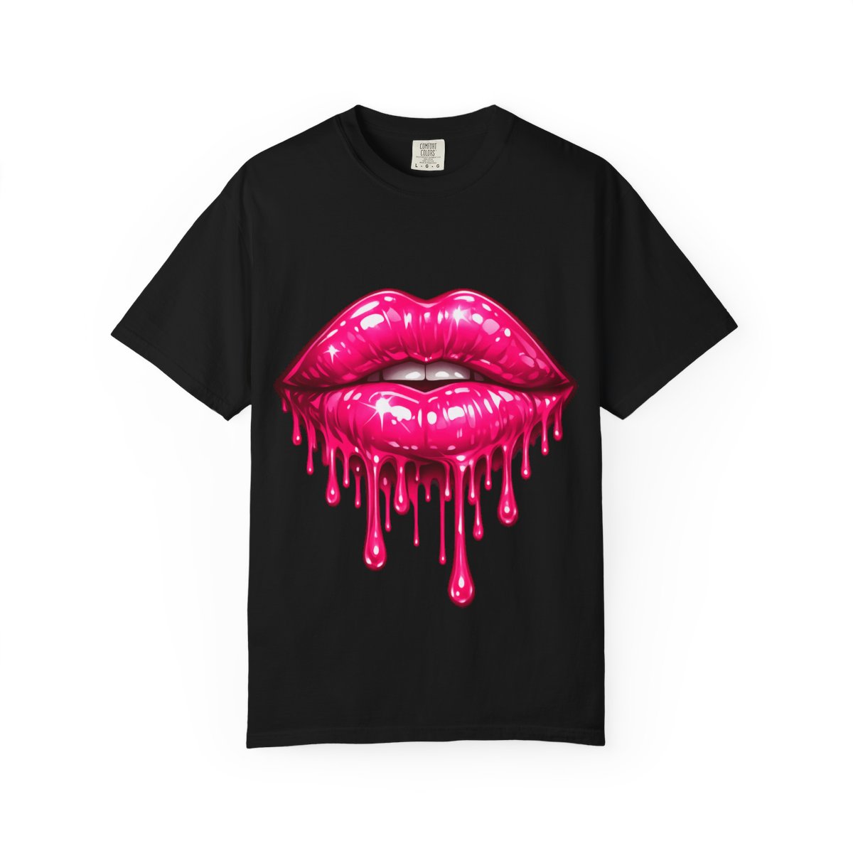Dripping Hot Pink Lips T-Shirt — Graphic Lip Art Tee